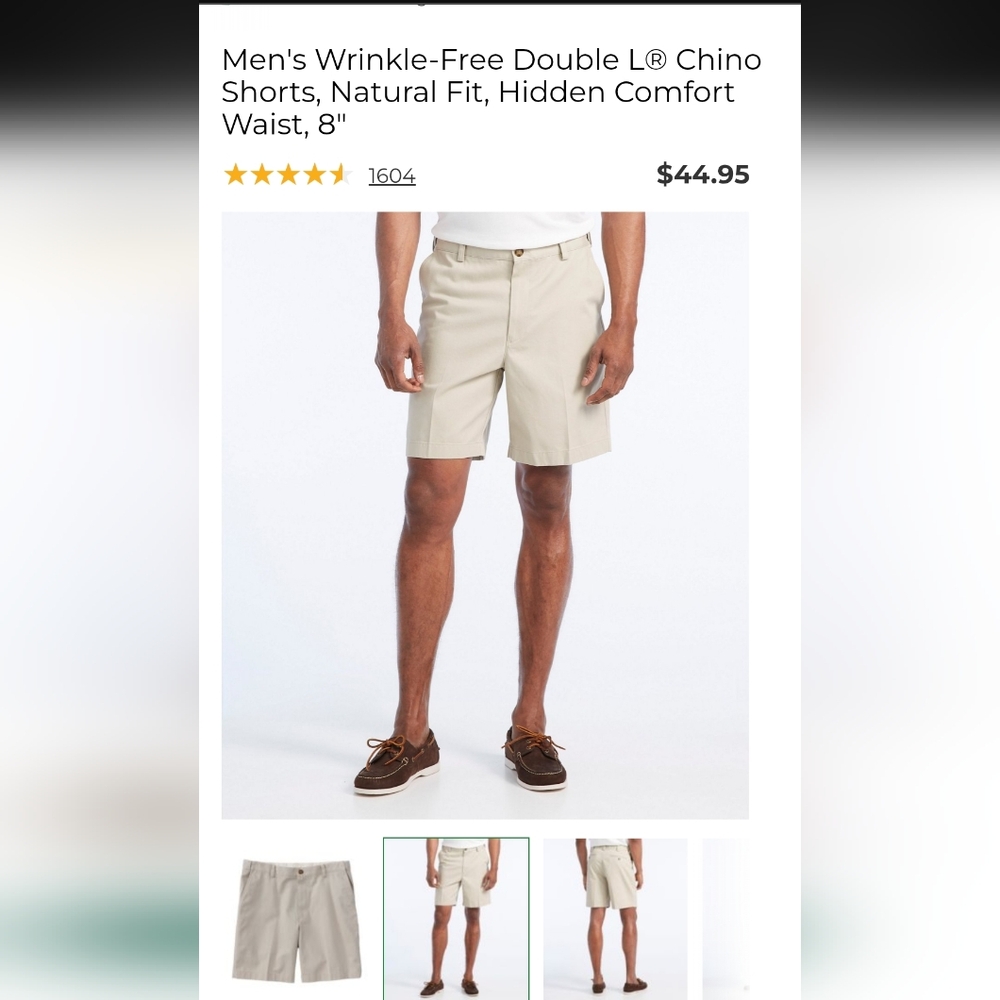 L.L. Bean Men's Chino Shorts - Cream